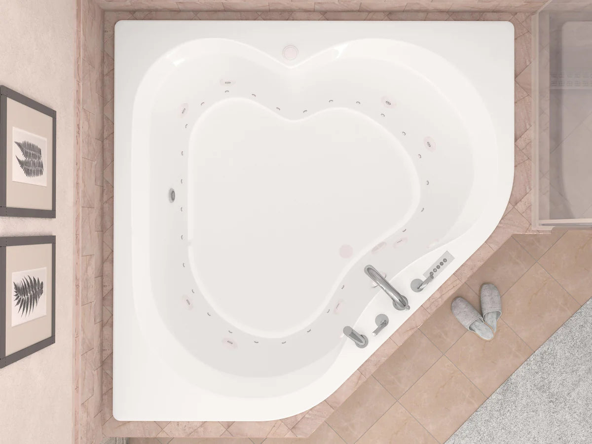 Cascade 60 in. x 60 in. Corner Air and Whirlpool Jetted Bathtub with Right Drain in White