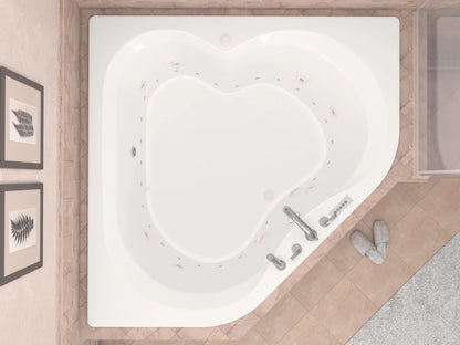 Cascade 60 in. x 60 in. Corner Air and Whirlpool Jetted Bathtub with Right Drain in White