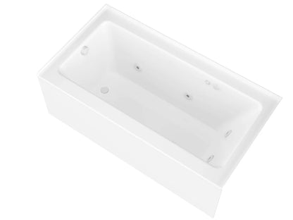 Amber Series 60 in. x 30 in. Rectangular Whirlpool Bathtub with Right Side Drain and V-Style Back Jets in Glossy White