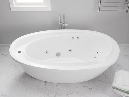 Leni Series 71 in. x 38 in. Jetted Whirlpool 54 Gallon Capacity Freestanding Bathtub with Reversible Drain in White