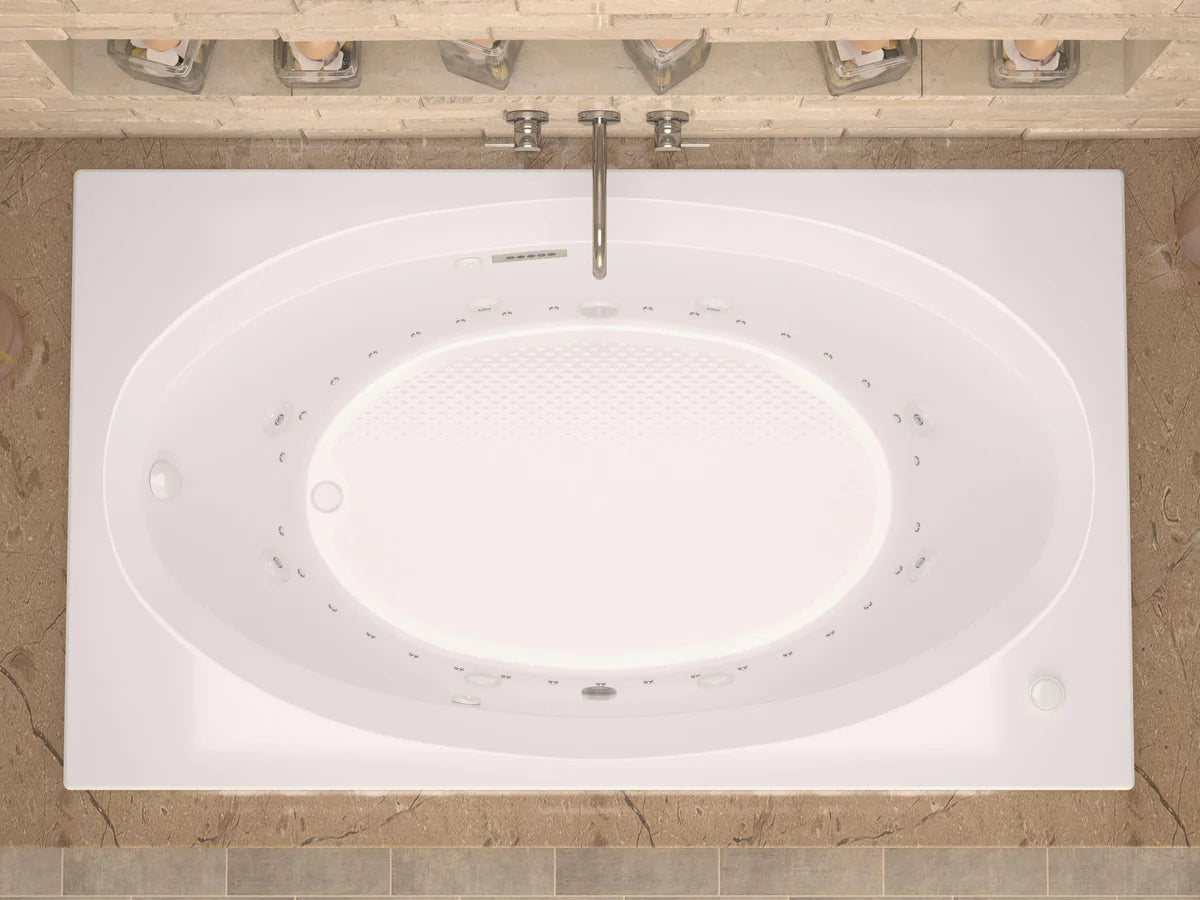 Vogue  42.625 x 83.75in. Air and Whirlpool Jetted Bathtub in White with Reversible Drain