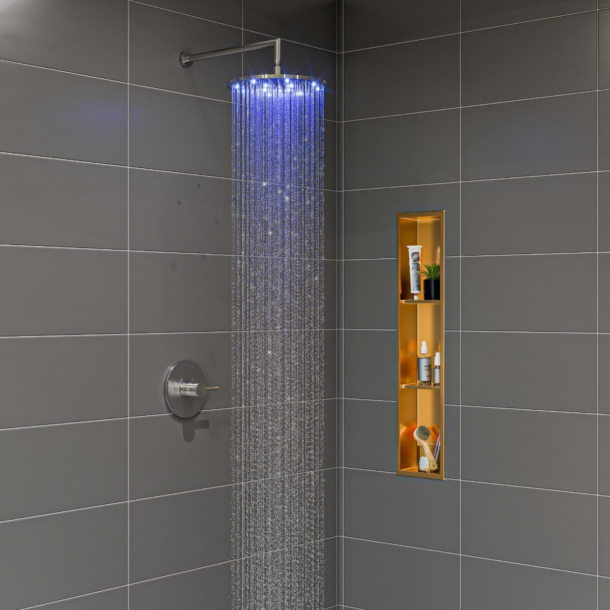 LED12R 12 Inch Round Multi Color LED Rain Shower Head by Alfi