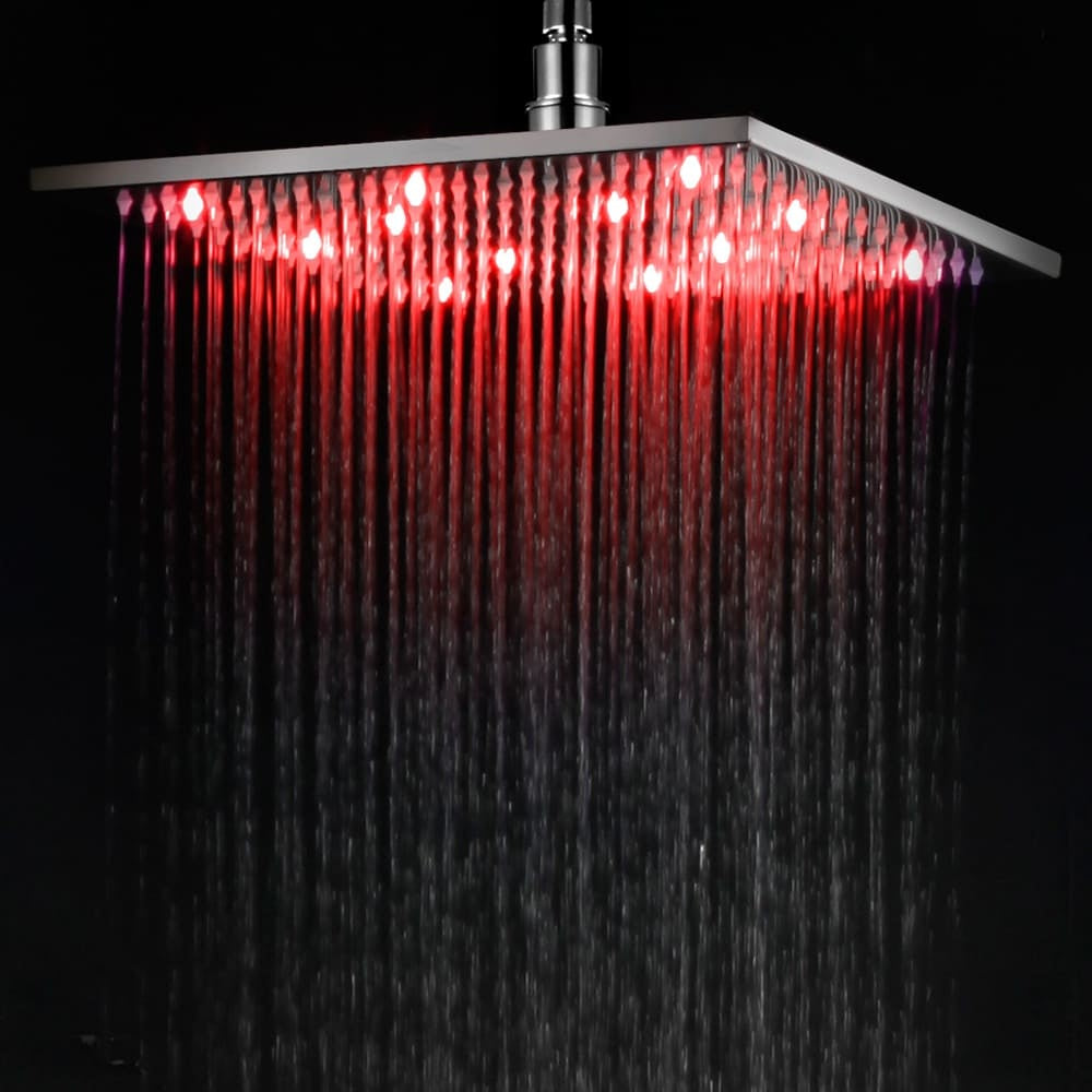 LED12S 12 Inch Square Multi Color LED Rain Shower Head by Alfi