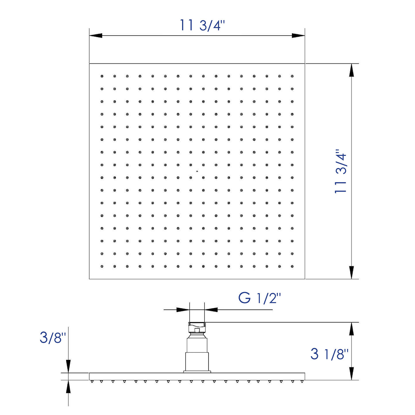 LED12S 12 Inch Square Multi Color LED Rain Shower Head by Alfi