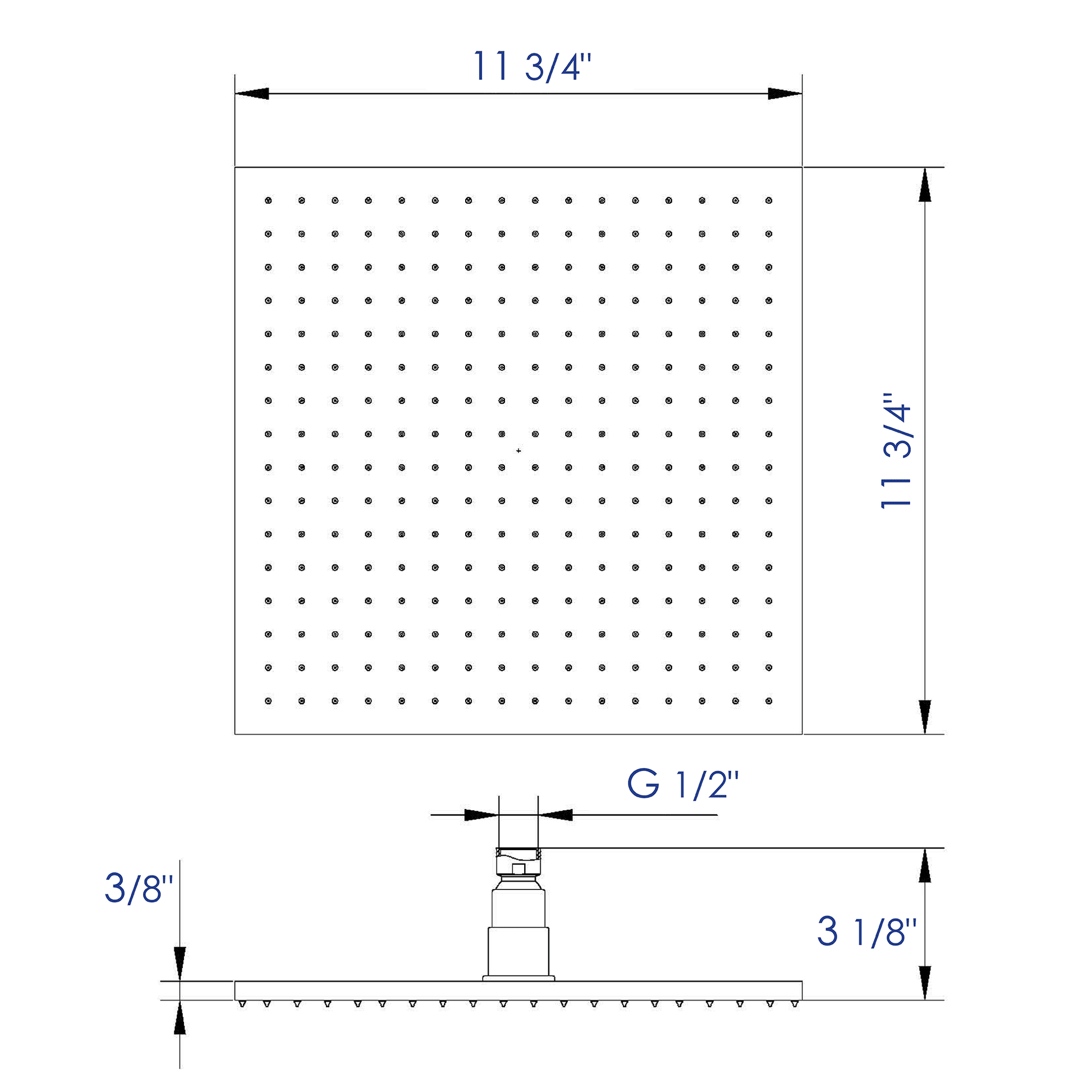 LED12S 12 Inch Square Multi Color LED Rain Shower Head by Alfi