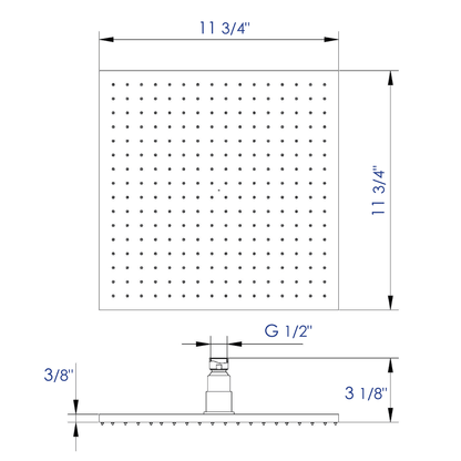 LED12S 12 Inch Square Multi Color LED Rain Shower Head by Alfi