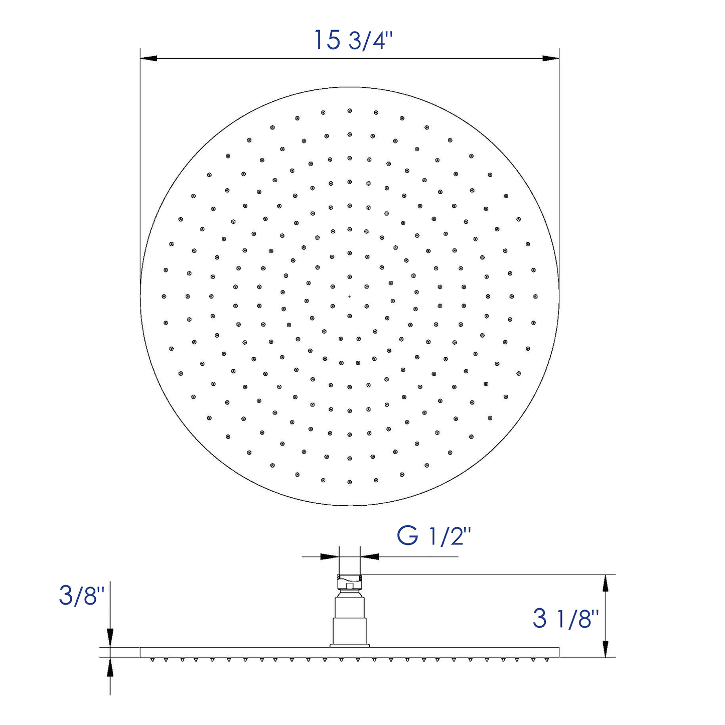 LED16R 16 Inch Round Multi Color LED Rain Shower Head by Alfi
