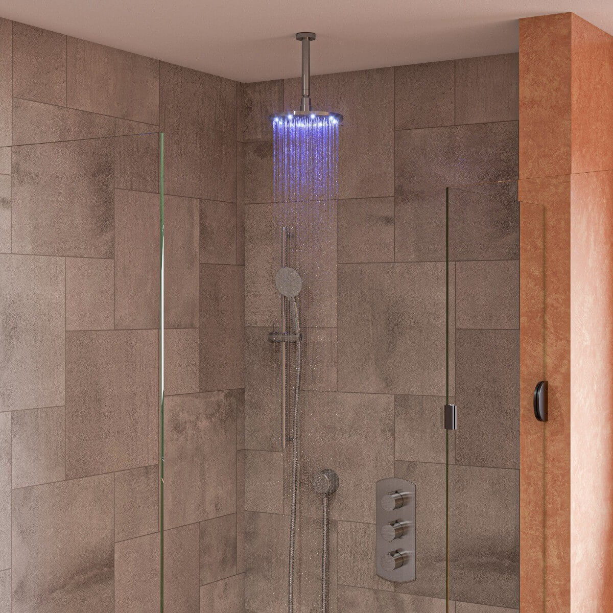 LED8R 8 Inch Round Multi Color LED Rain Shower Head by Alfi