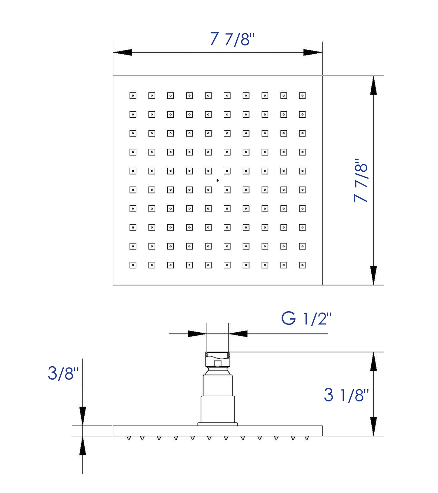 LED8S 8 Inch Square Multi Color LED Rain Shower Head by Alfi