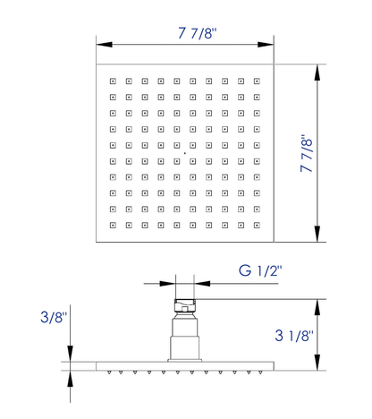 LED8S 8 Inch Square Multi Color LED Rain Shower Head by Alfi