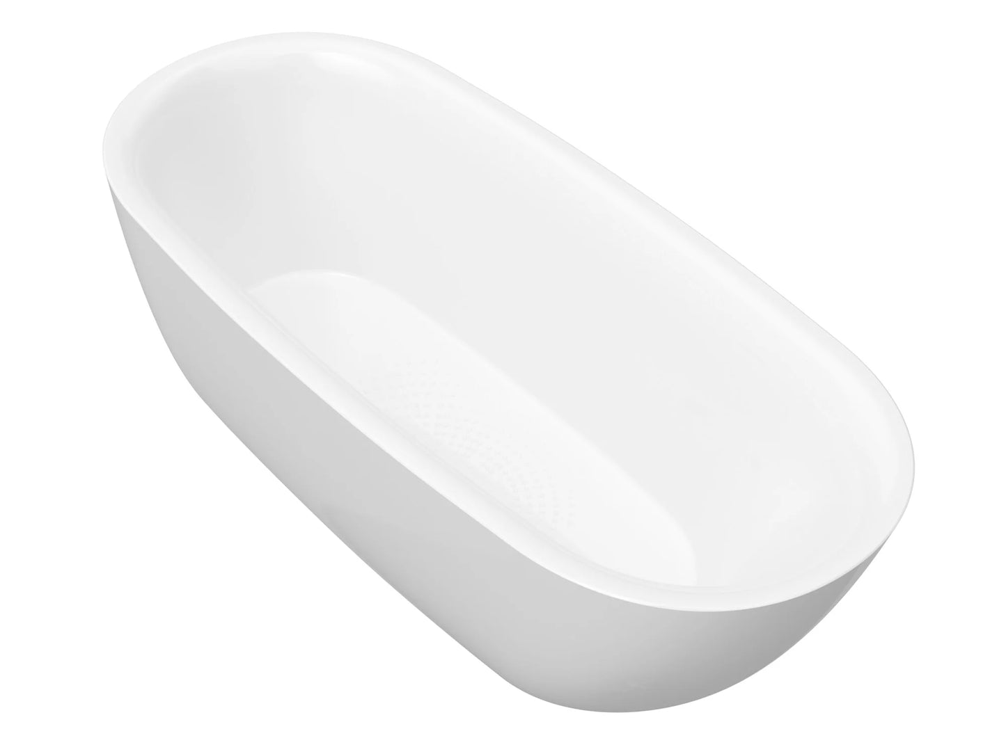 Ami Series 59 in. x 30 in. Flat Bottom Acrylic Freestanding 79 Gallon Soaking Bathtub with Center Drain in Glossy White
