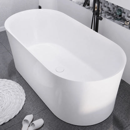 Jericho Series 67 in. x 32 in. Flat Bottom Acrylic Freestanding Air Jetted Bathtub with Center Drain in Glossy White