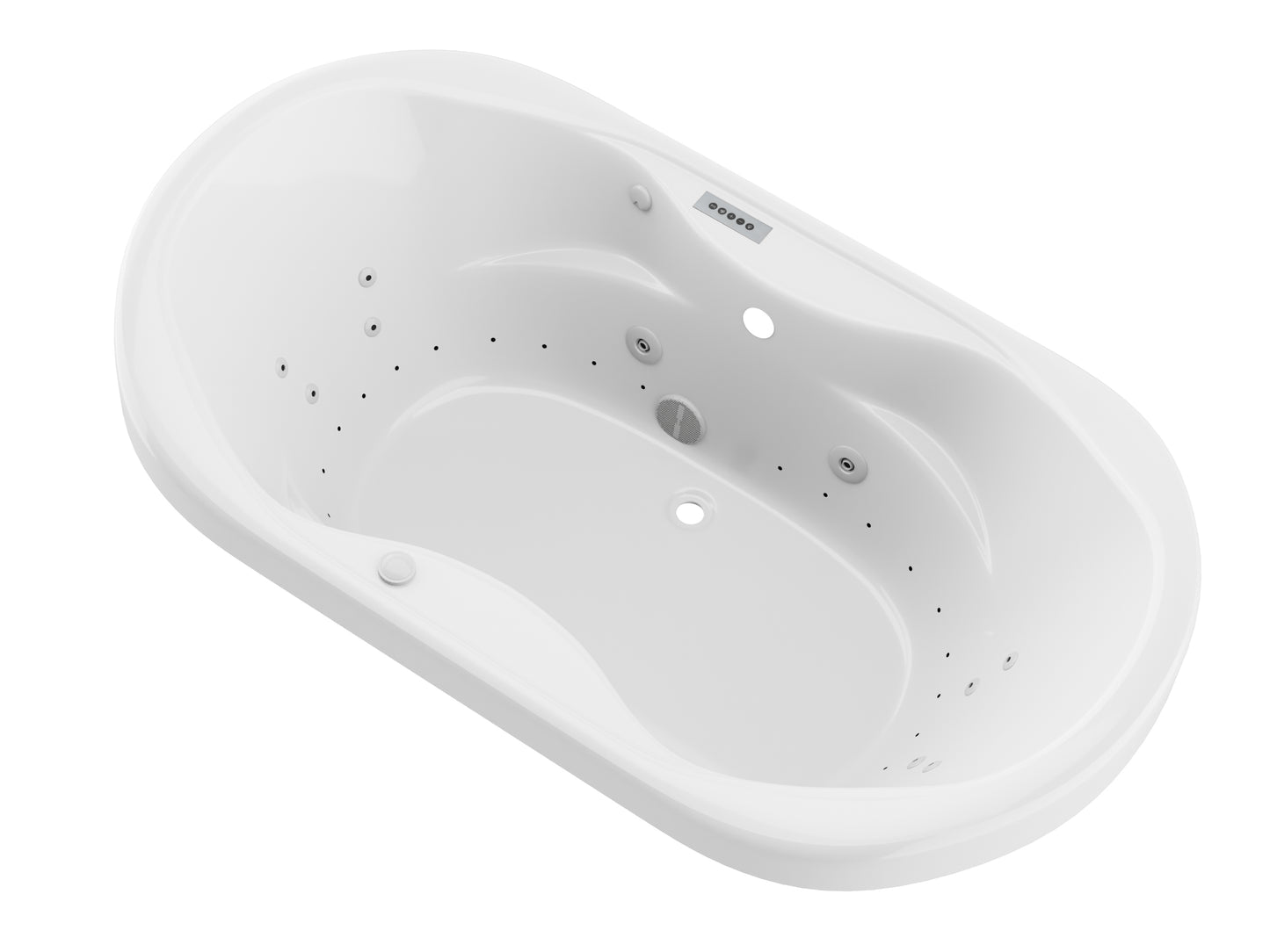 Atlantis Whirlpools Indulgence 41 x 70 Oval Air & Whirlpool Jetted Bathtub with Center Drain in White