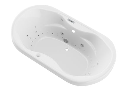 Atlantis Whirlpools Indulgence 41 x 70 Oval Air & Whirlpool Jetted Bathtub with Center Drain in White