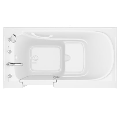 MediTub walk-in soaking tub, 32 x 60, left drain, quick-fill, white, top-down view