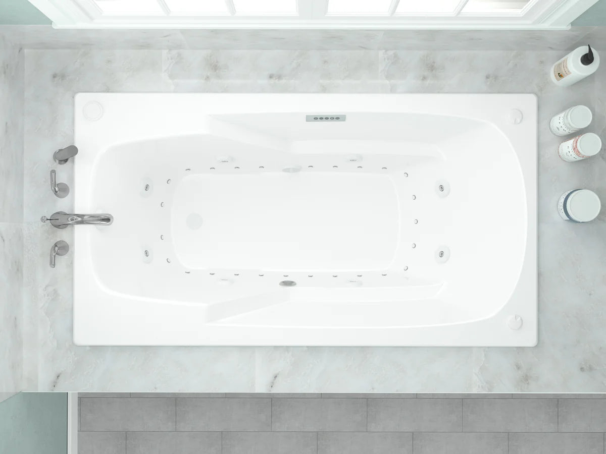 Eros  36 x 60 Rectangular Air and Whirlpool Jetted Bathtub in White with Reversible Drain