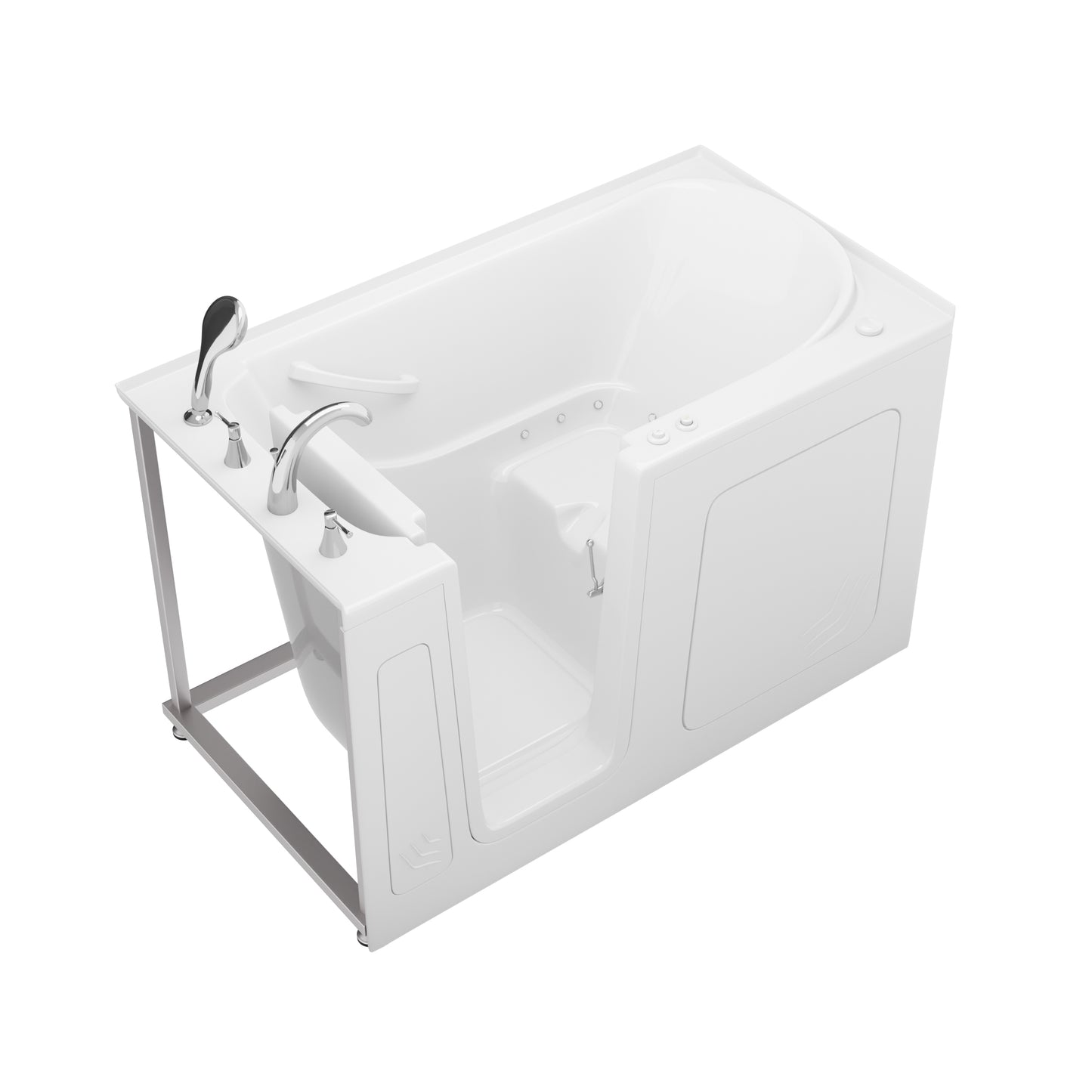 MediTub Collection 32x60 left-side drain air-jet bathtub in white, chrome fixtures