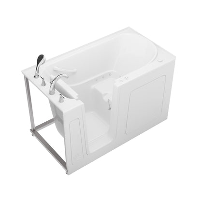 MediTub Collection 32x60 left-side drain air-jet bathtub in white, chrome fixtures