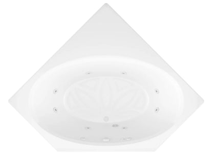 Mali Series 83 in. x 62 in. Corner Whirlpool Bathtub with Center drain and V-Style Back Jets in Glossy Smooth White