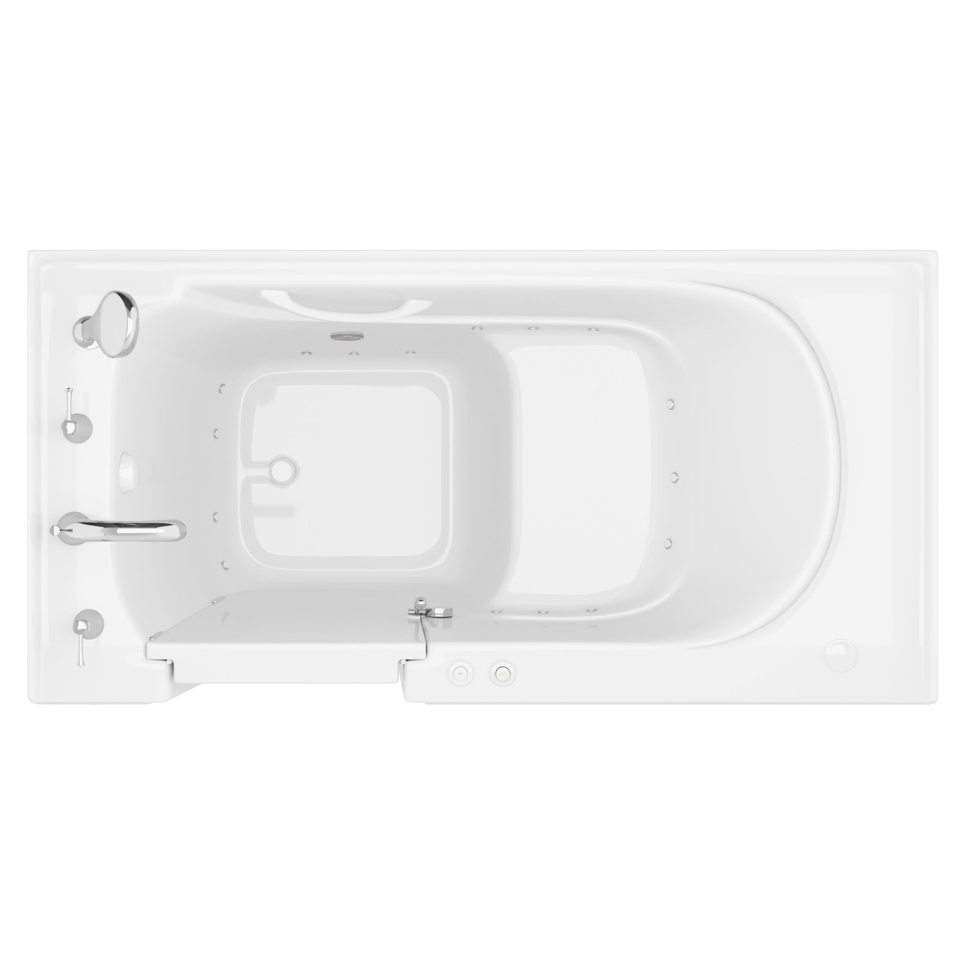 MediTub Collection 30 x 59 left-side drain air-jet bathtub in white with aroma and chroma therapy