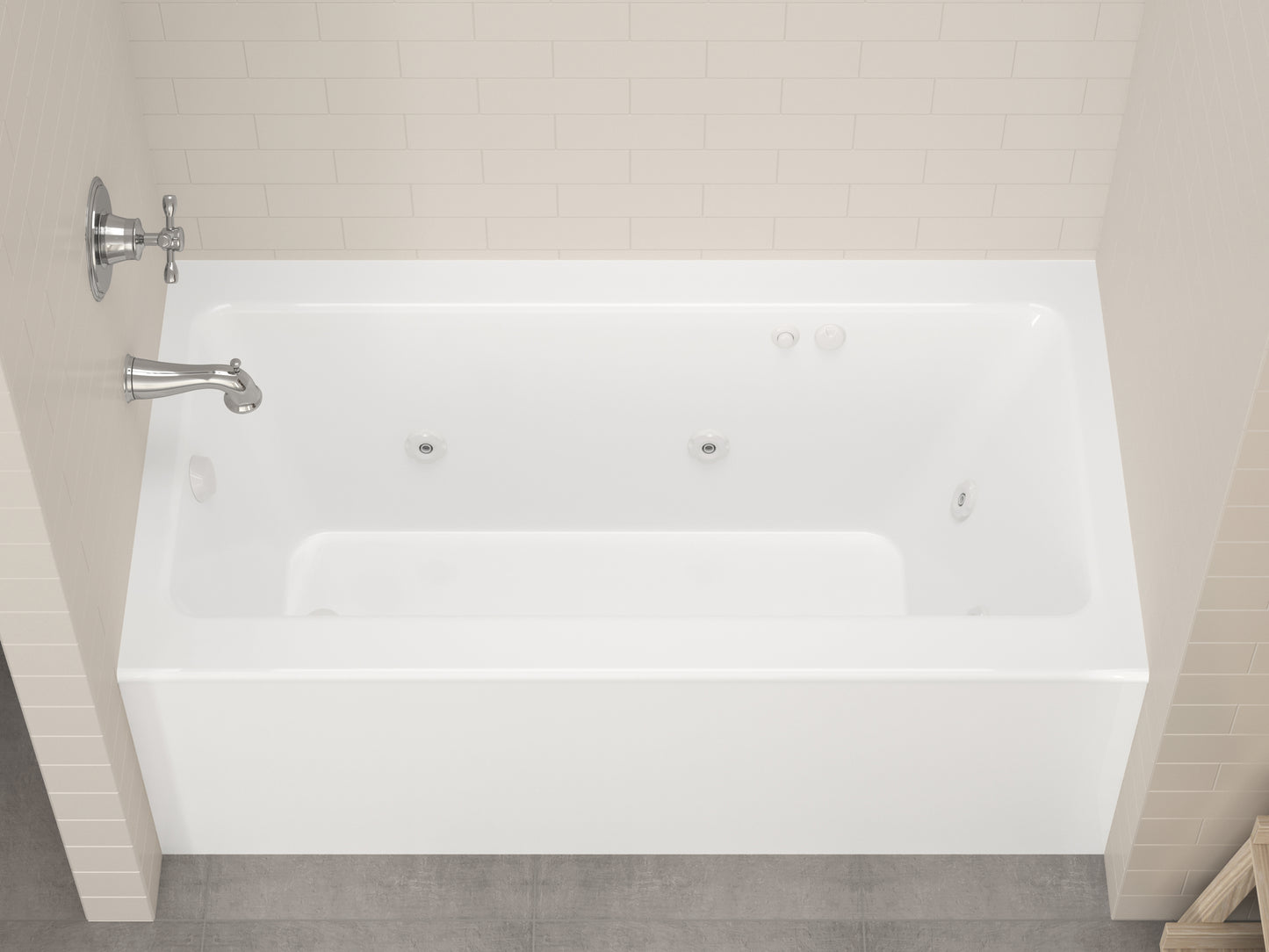 Soho Amber 60 in. x 30 in. Rectangular Whirlpool Bathtub with Left Side Drain and V-Style Back Jets in Glossy White
