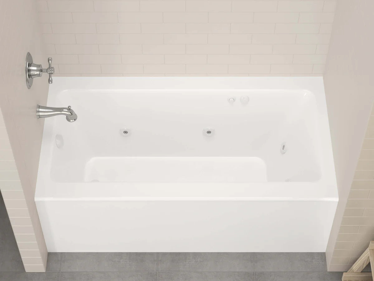 Amber Series 60 in. x 30 in. Rectangular Whirlpool Bathtub with Right Side Drain and V-Style Back Jets in Glossy White