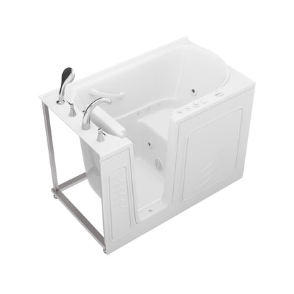 MediTub Collection 30x52 white left-side drain jetted alcove bathtub with powered fast drain