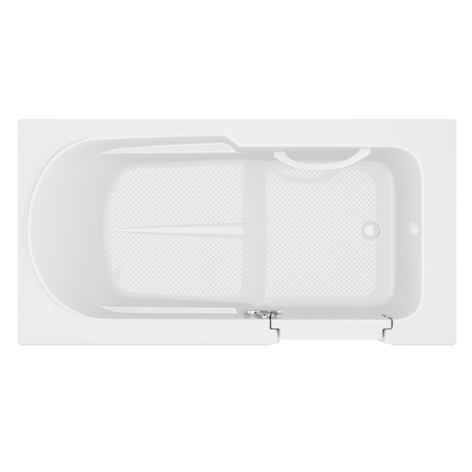 MediTub Collection 30x59 right-side drain jetted bathtub in white with easy step wide swing door alcove