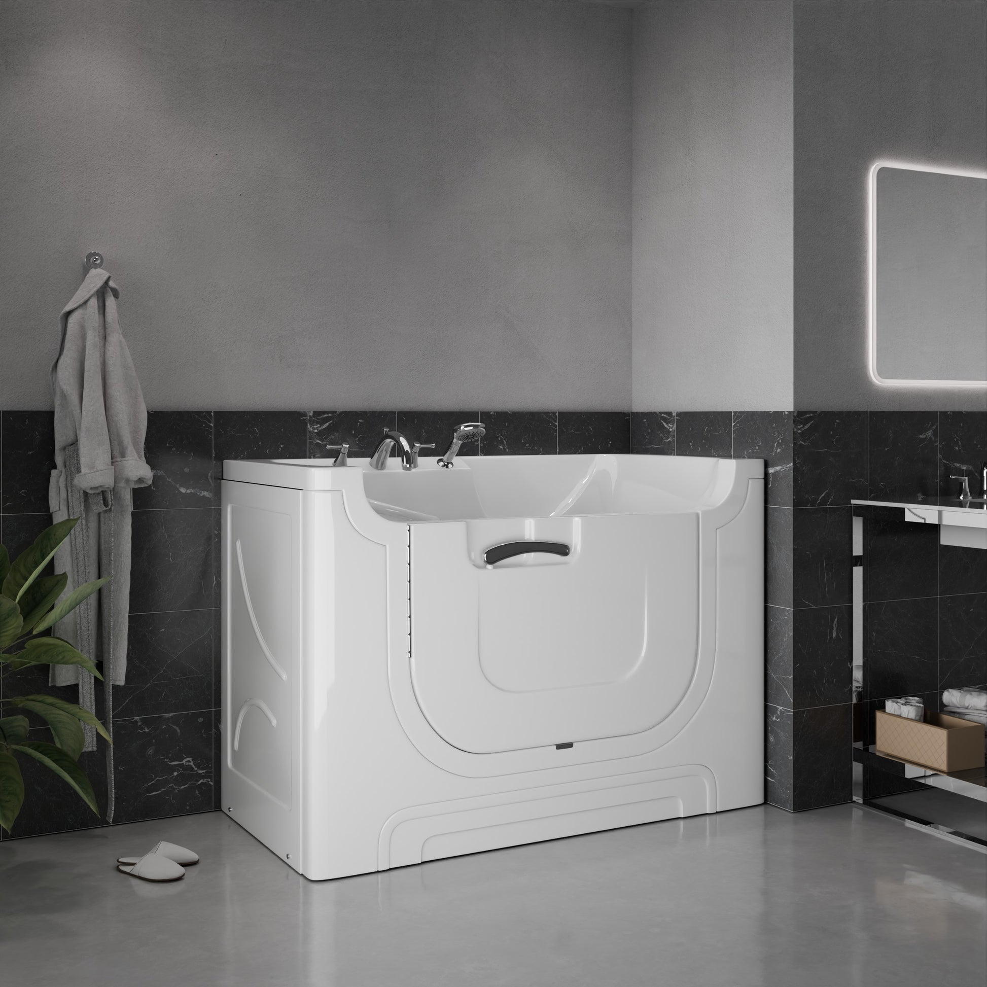 Meditub Collection 30x60 left-drain white alcove bathtub by Tranquil Bath Co. with faucet set