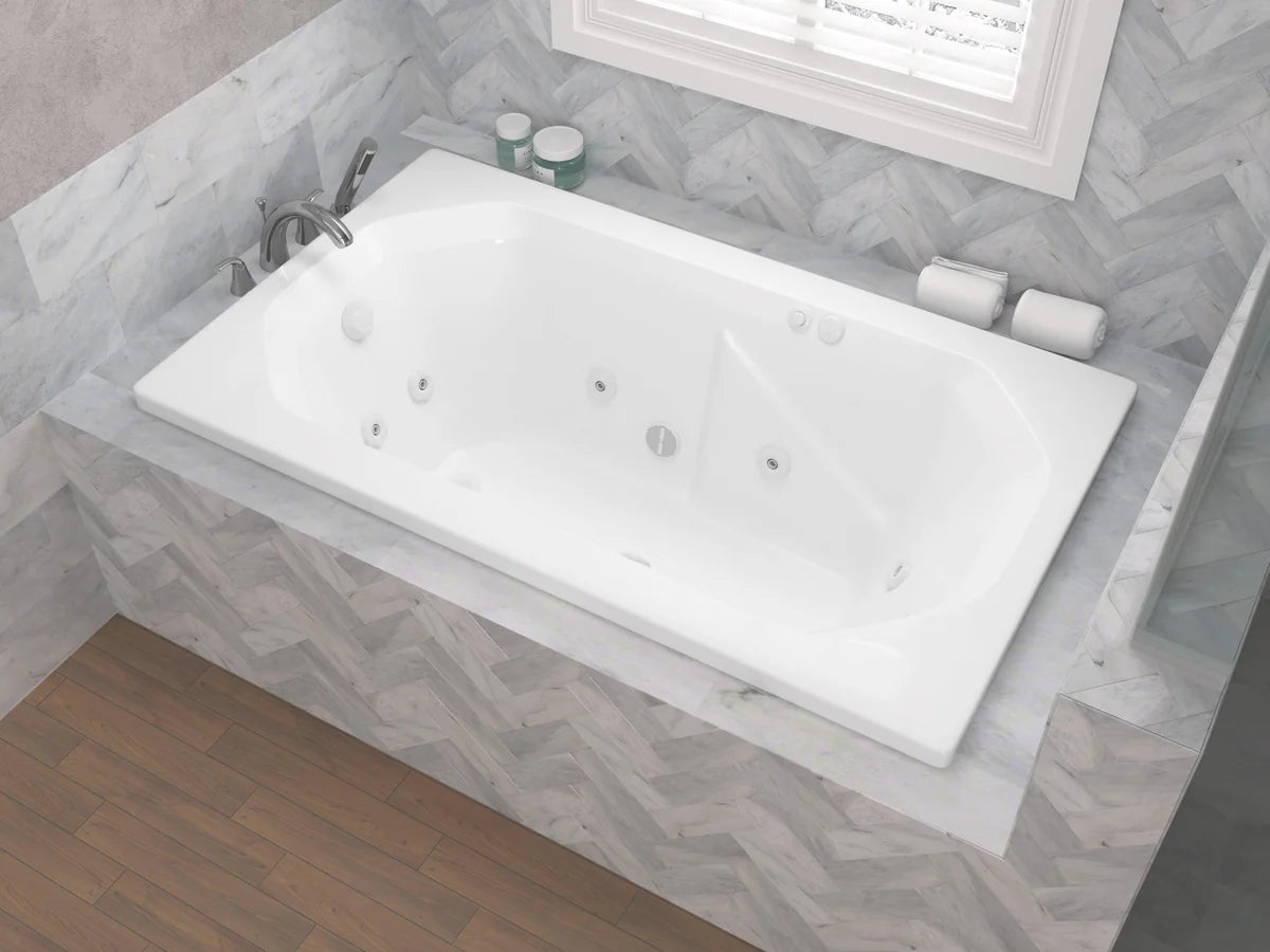 Onyx Series 60 in. x 36 in. Rectangular Whirlpool Bathtub with Left Side Drain and V-Style Back Jets in Glossy White