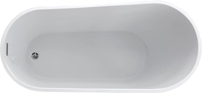 Trend Series 67 in. x 32 in. Flat Bottom Acrylic Freestanding Soaking Bathtub with Center Drain in Glossy White