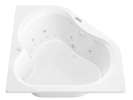 Cascade 60 in. x 60 in. Corner Air and Whirlpool Jetted Bathtub with Right Drain in White
