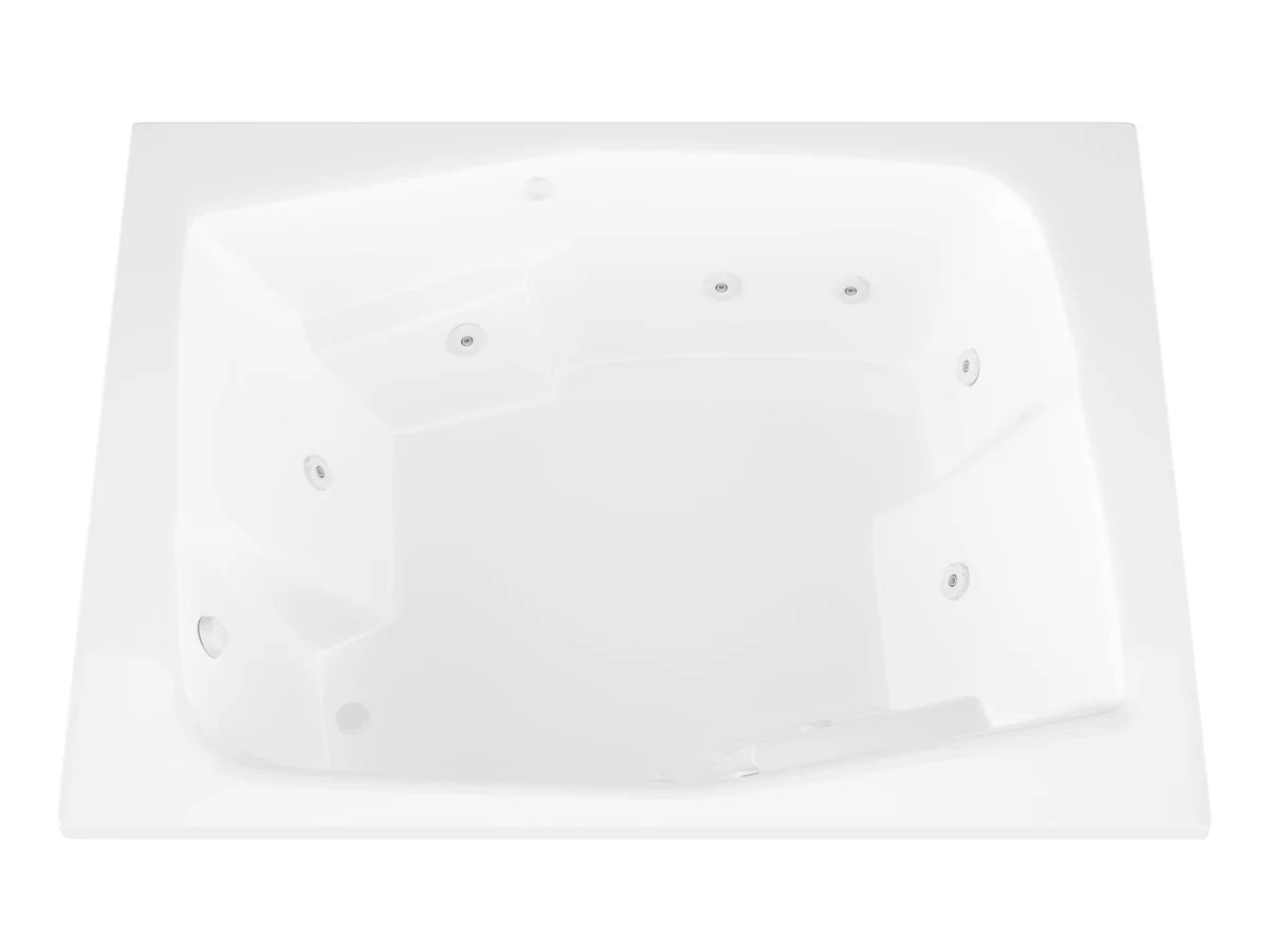 Amethyst Series 72 in. x 54 in. Rectangular Whirlpool Bathtub with Right Drain and V-Style Back Jets in Glossy White