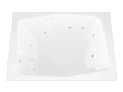 Amethyst Series 72 in. x 54 in. Rectangular Whirlpool Bathtub with Right Drain and V-Style Back Jets in Glossy White