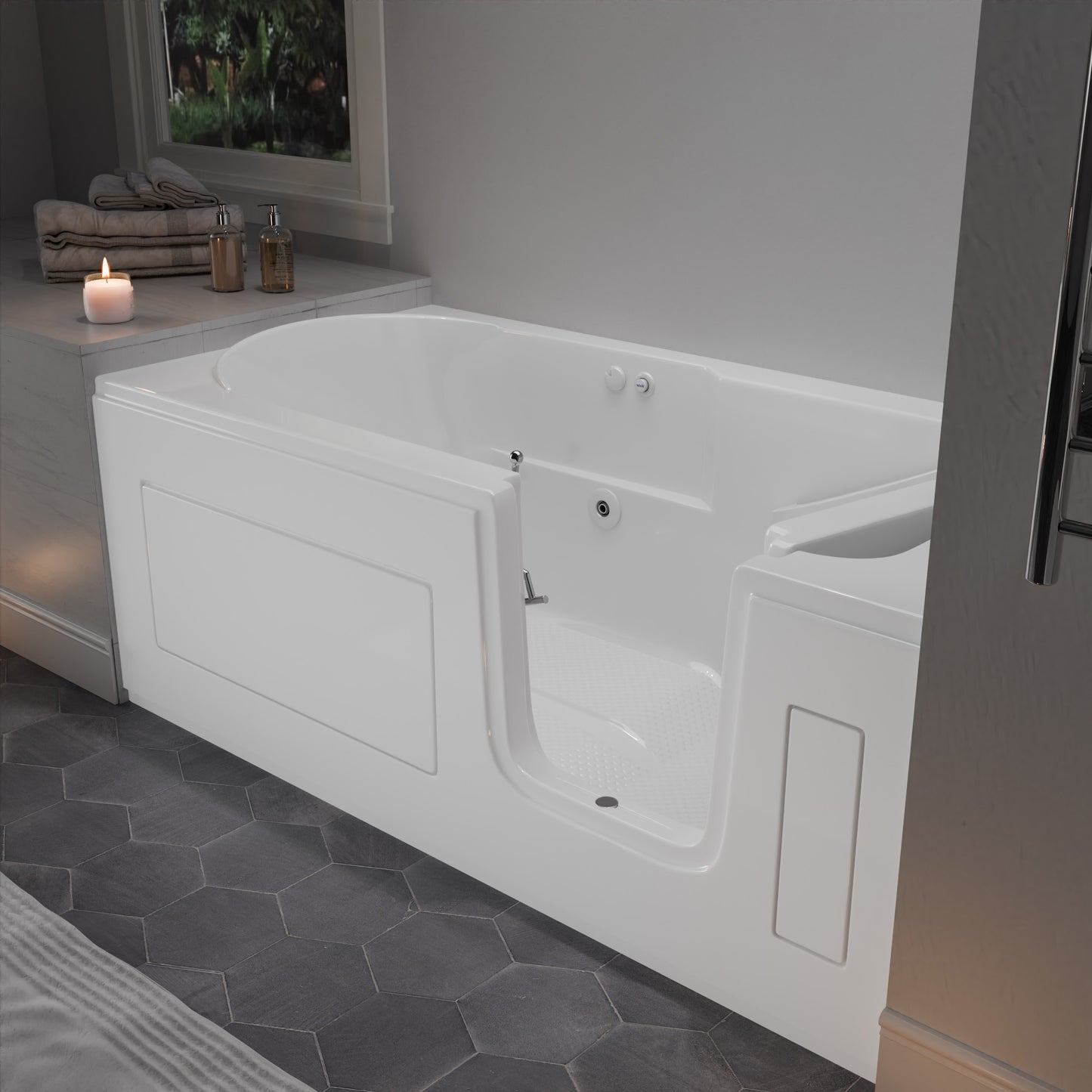 MediTub 30 x 54 Right-Drain Biscuit Air-Jetted Walk-In Bathtub