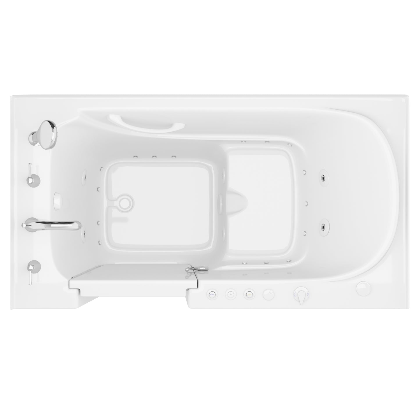 MediTub Collection 32 x 60 Left Side Drain Jetted Bathtub, white with powered fast drain.