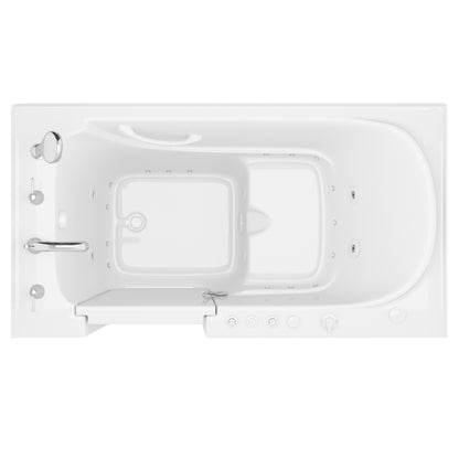 MediTub Collection 32 x 60 Left Side Drain Jetted Bathtub, white with powered fast drain.