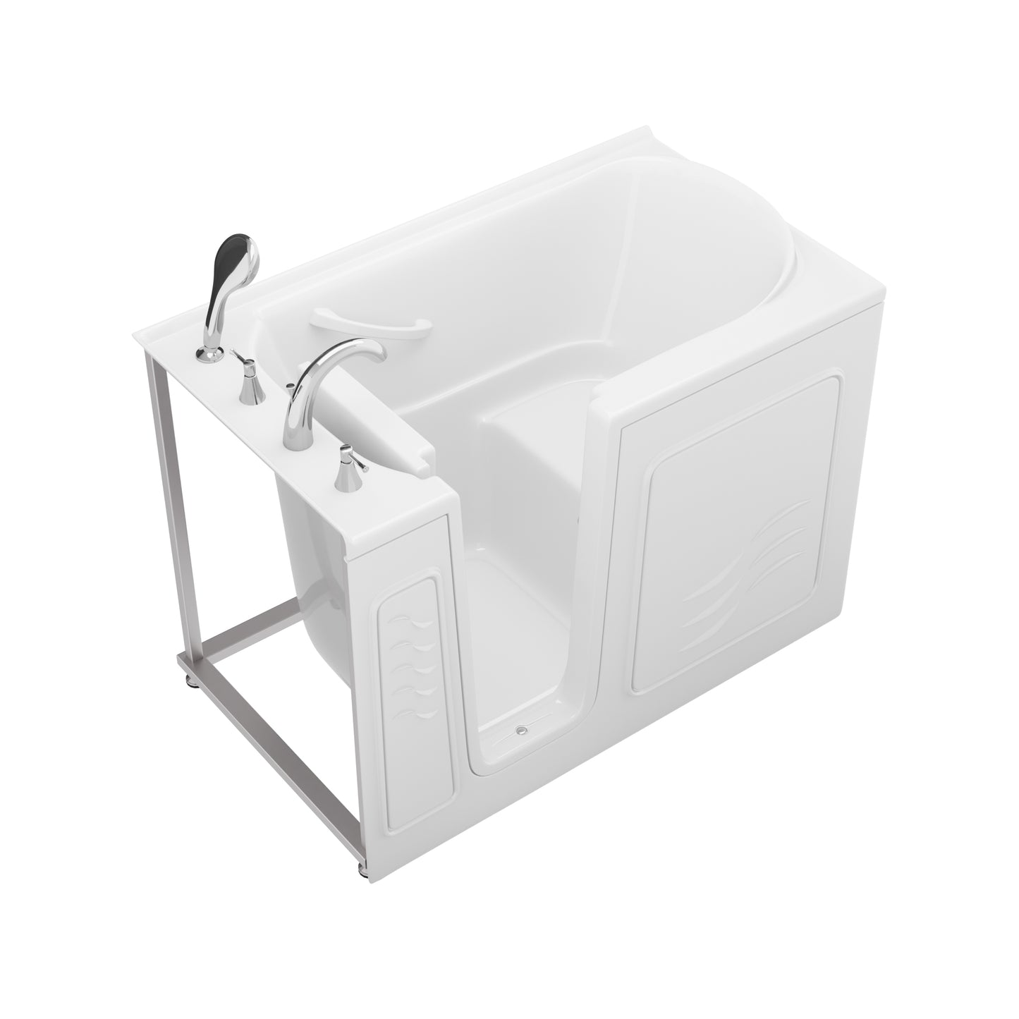 MediTub 30x52 left-side drain white jetted soaker bathtub with fast-filling faucet set