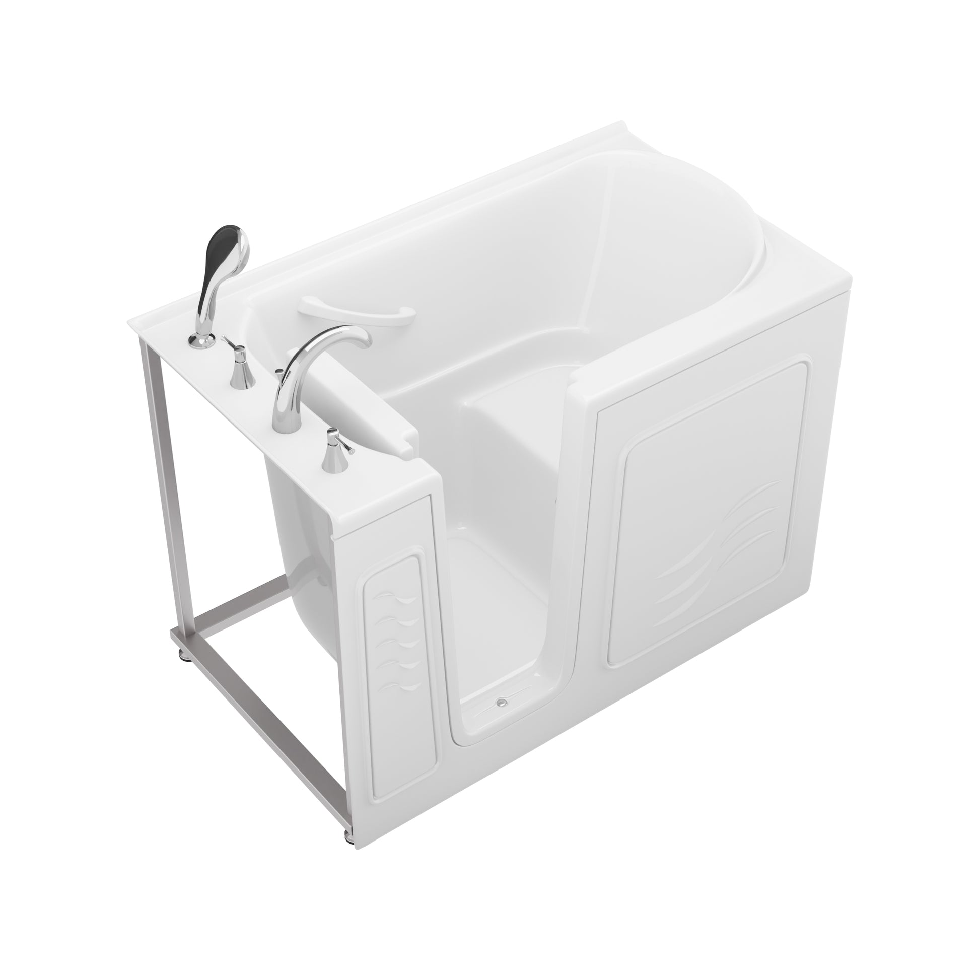 MediTub 30x52 left-side drain white jetted soaker bathtub with fast-filling faucet set