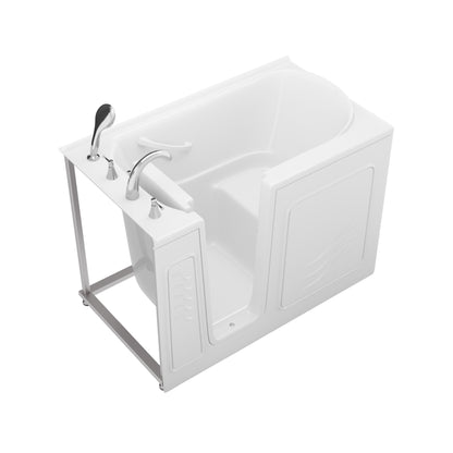 MediTub 30x52 left-side drain white jetted soaker bathtub with fast-filling faucet set