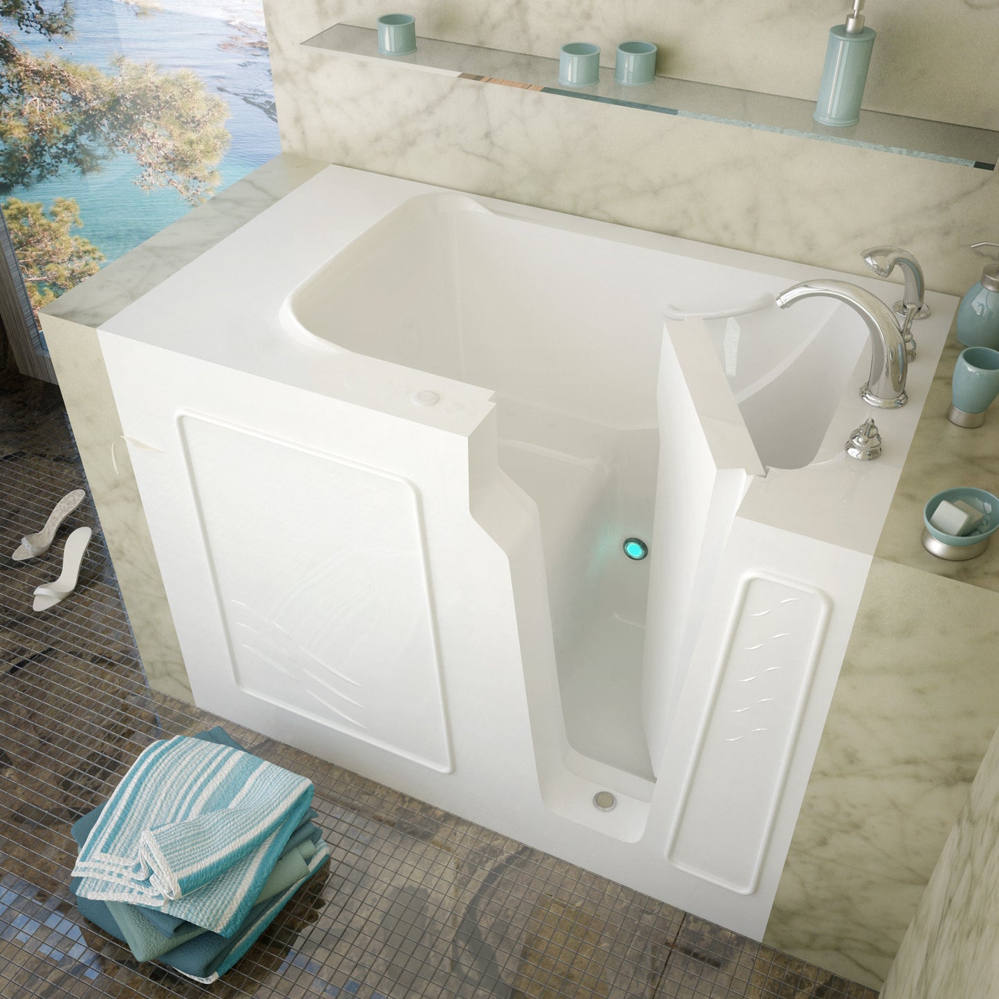 MediTub Walk-In 29x52 right-drain white soaking bathtub by Tranquil Bath Co.