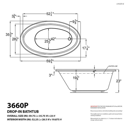 Topaz Series 60 in. x 36 in. Oval Air Bathtub with Left Side Drain and Marine Grade Acrylic in Glossy Smooth White