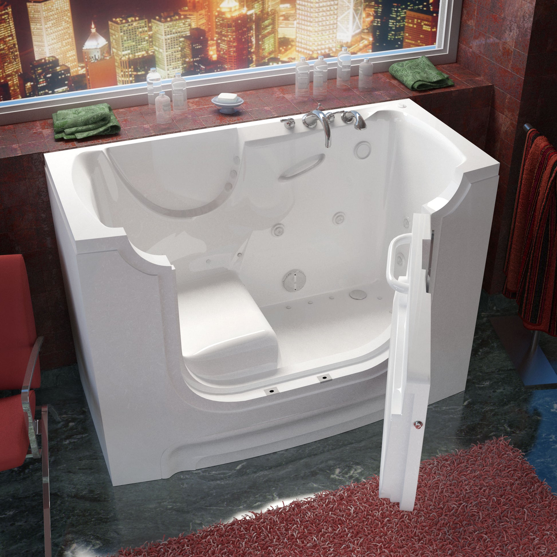 MediTub wheelchair-accessible 30 x 60 white whirlpool and air-jet bathtub with right drain