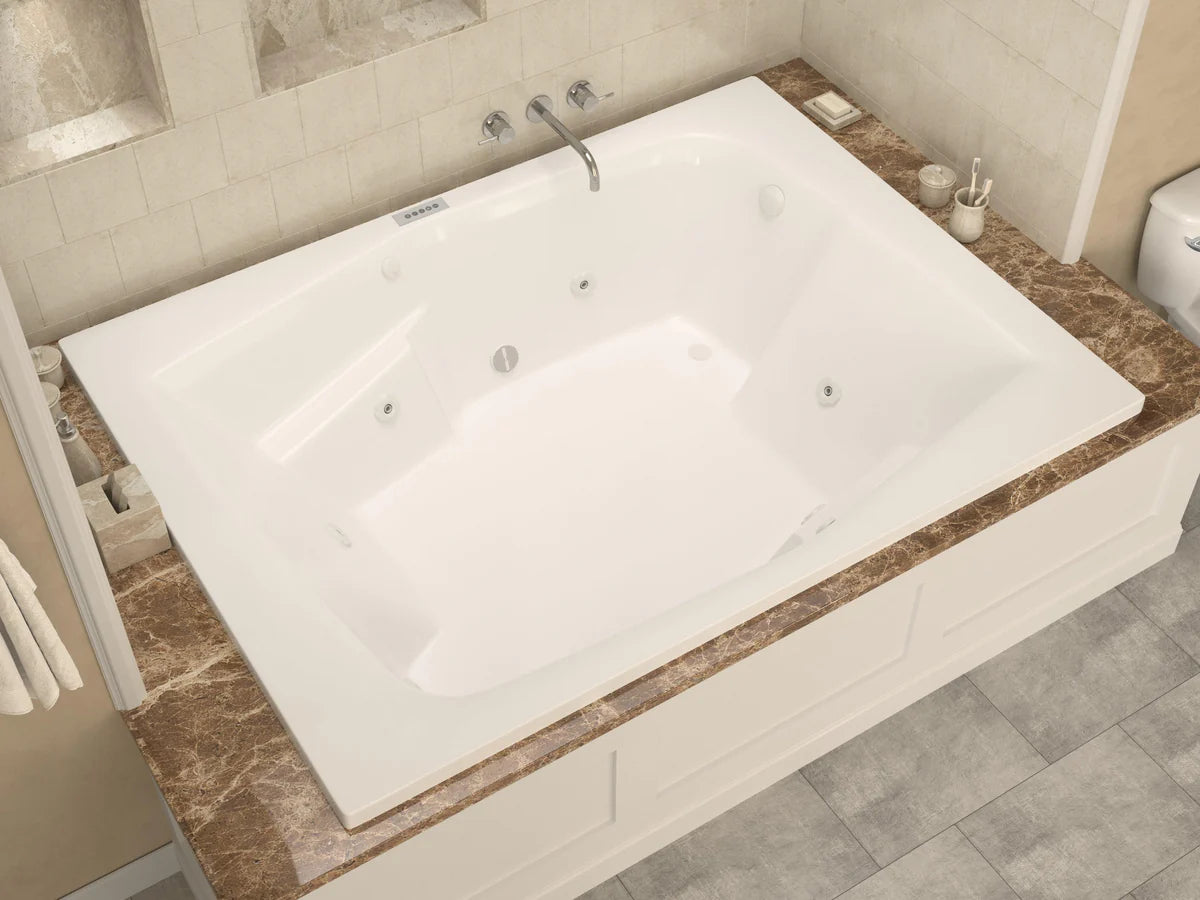 Caresse 72 in. x 54 in. Rectangular Air and Whirlpool Jetted Bathtub with Right Drain in White