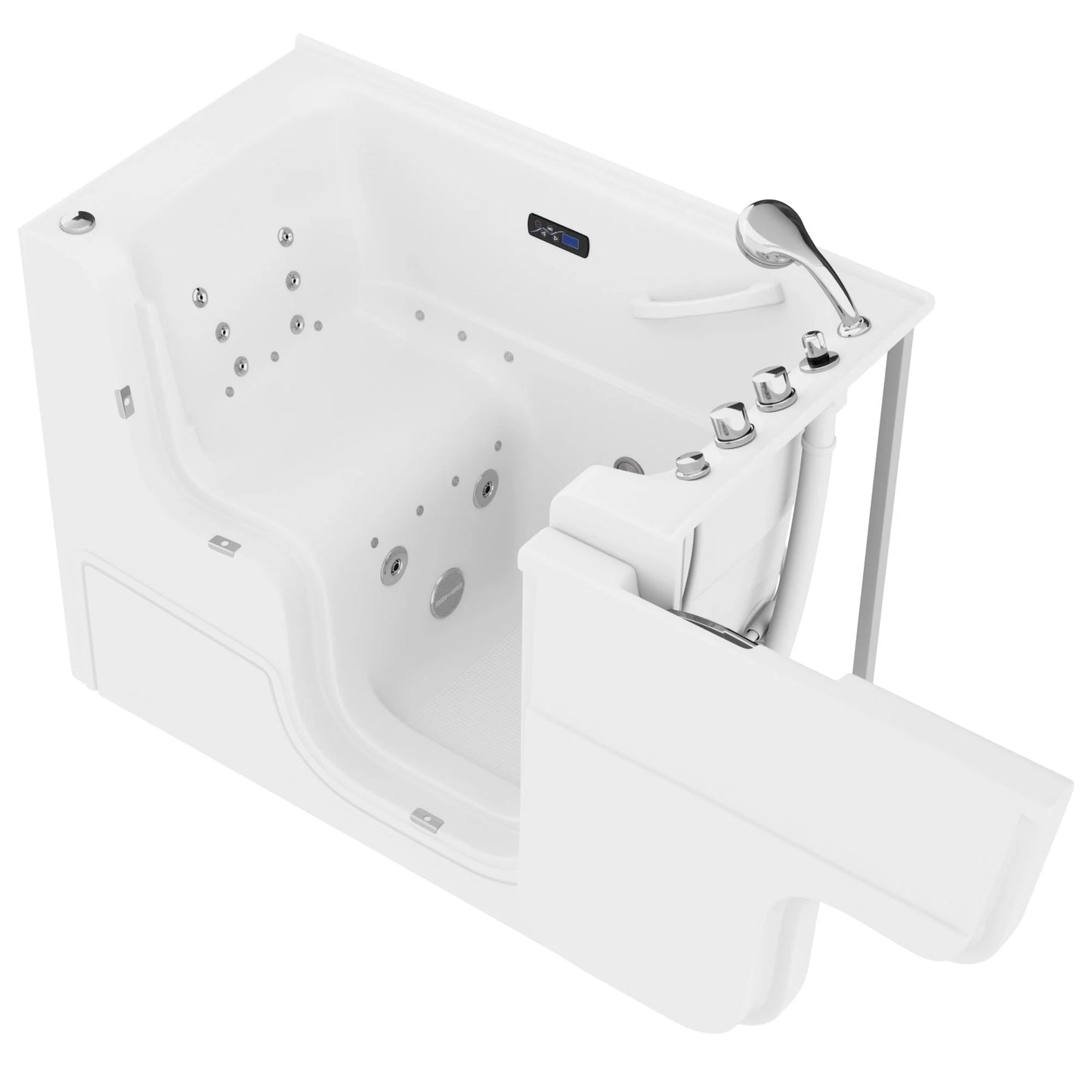 Left Drain FULLY LOADED Wheelchair Access Walk-in Tub with Air and Whirlpool Jets Hot Tub | Quick Fill Waterfall Tub Filler with 6 Setting Handheld Shower Sprayer | Including Aromatherapy, LED Lights, V-Shaped Back Jets, and Auto Drain | 2953WCLWD