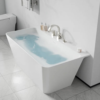 Vault Series 67 in. x 32 in. Flat Bottom Acrylic Freestanding Soaking Bathtub with Center Drain, Chrome Faucet
