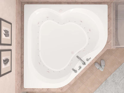Cascade 60 in. x 60 in. Corner Whirlpool and Air Bathtub with Center drain and VS Jets and Aromatherapy in Glossy White