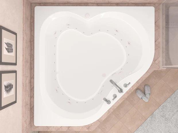 Cascade 60 in. x 60 in. Corner Whirlpool and Air Bathtub with Right drain and VS Jets and Aromatherapy in Glossy White