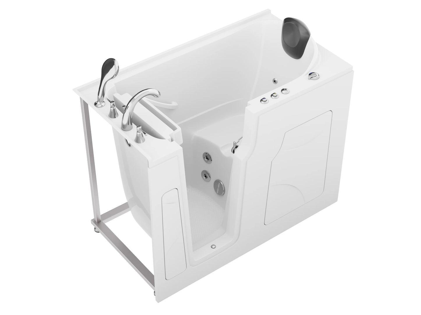 Coupe Premier 53 - 60 in x 28 in. Left Drain Whirlpool Jetted Walk-in Tub in White