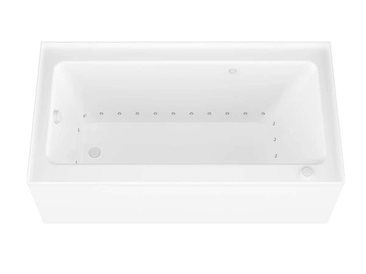 Amber Series 60 in. x 32 in. Rectangular Air Bathtub with Left Side Drain and Aromatherapy in Glossy Smooth White